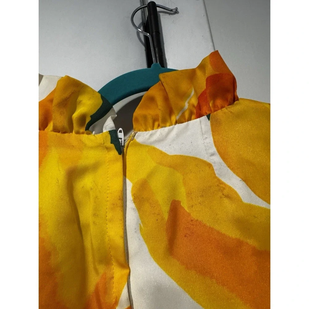 Vintage‎ Malia Honolulu Floral Maxi Dress Hawaiian Aloha Yellow Orange Sz S 70s - Picture 9 of 16